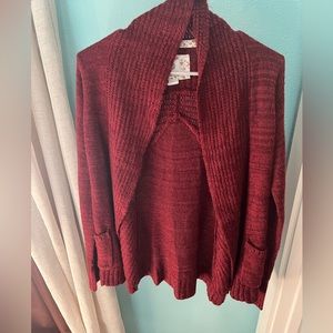 Red cardigan